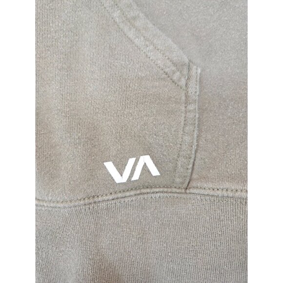 RVCA Olive Green Mens Hoodie Medium Cotton Blend Pullover With Kangaroo Pocket - Picture 7 of 8